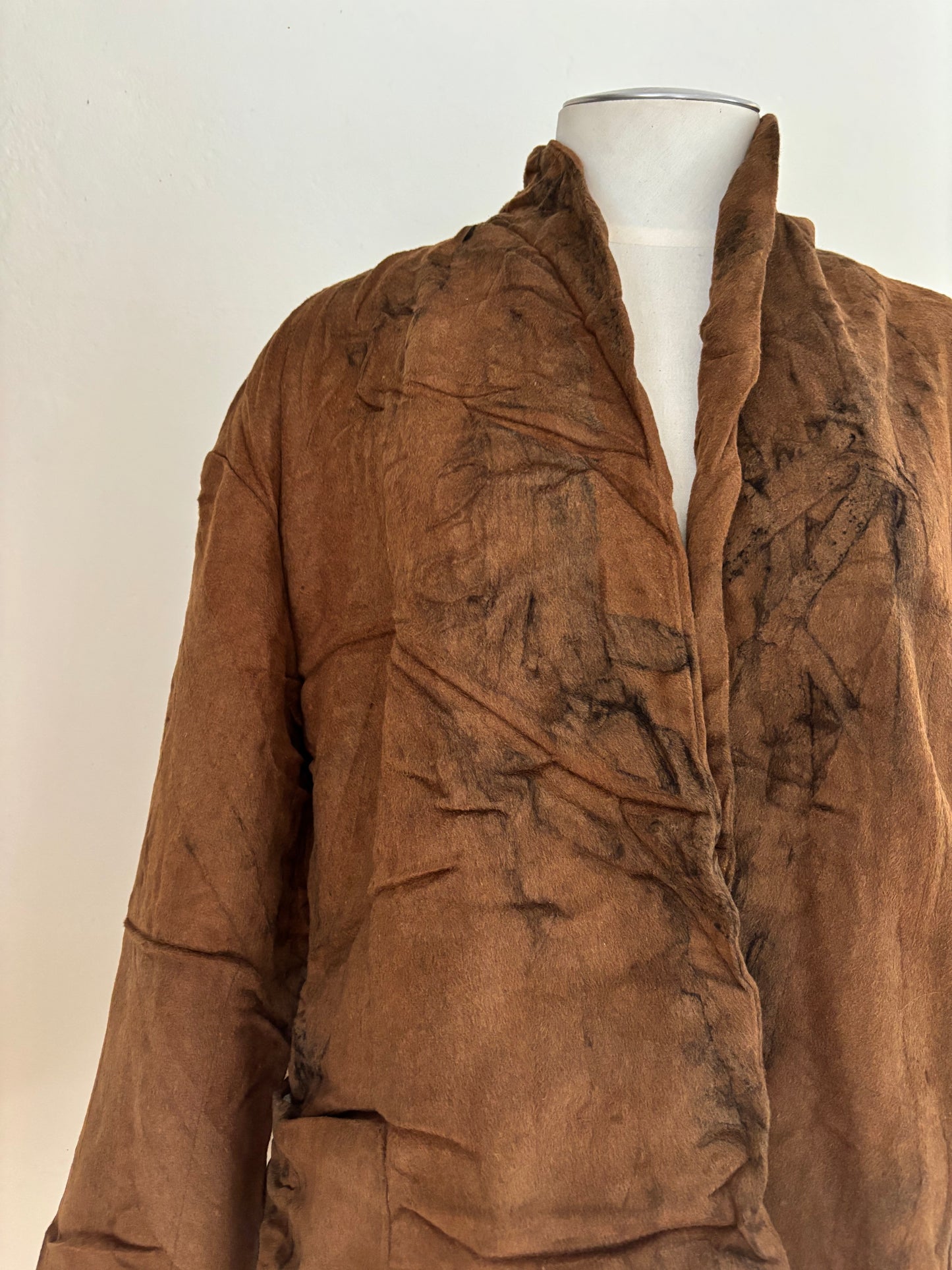 Wool eco dyed relaxed fit jacket with silk lined sleeves