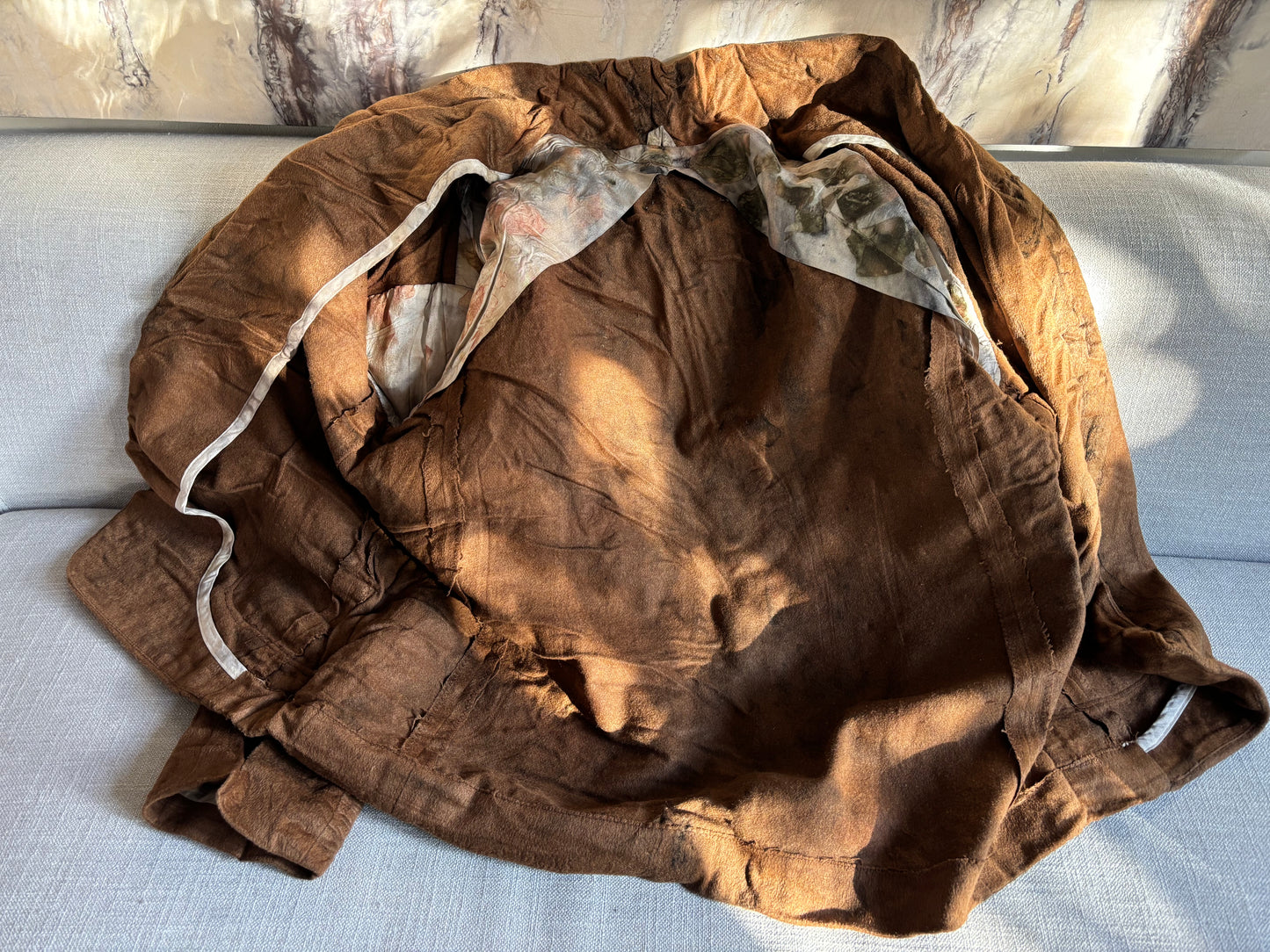 Wool eco dyed relaxed fit jacket with silk lined sleeves