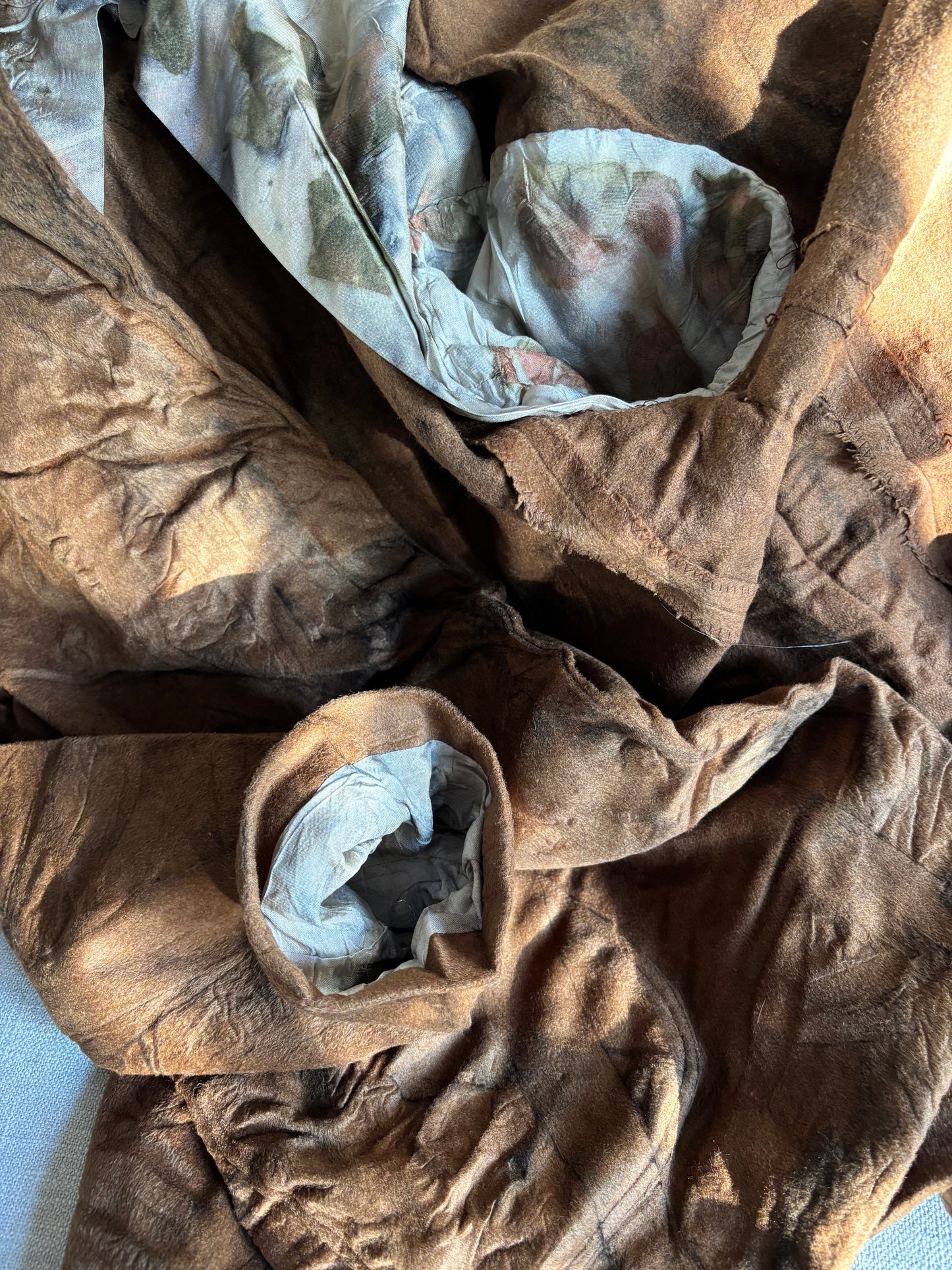 Wool eco dyed relaxed fit jacket with silk lined sleeves