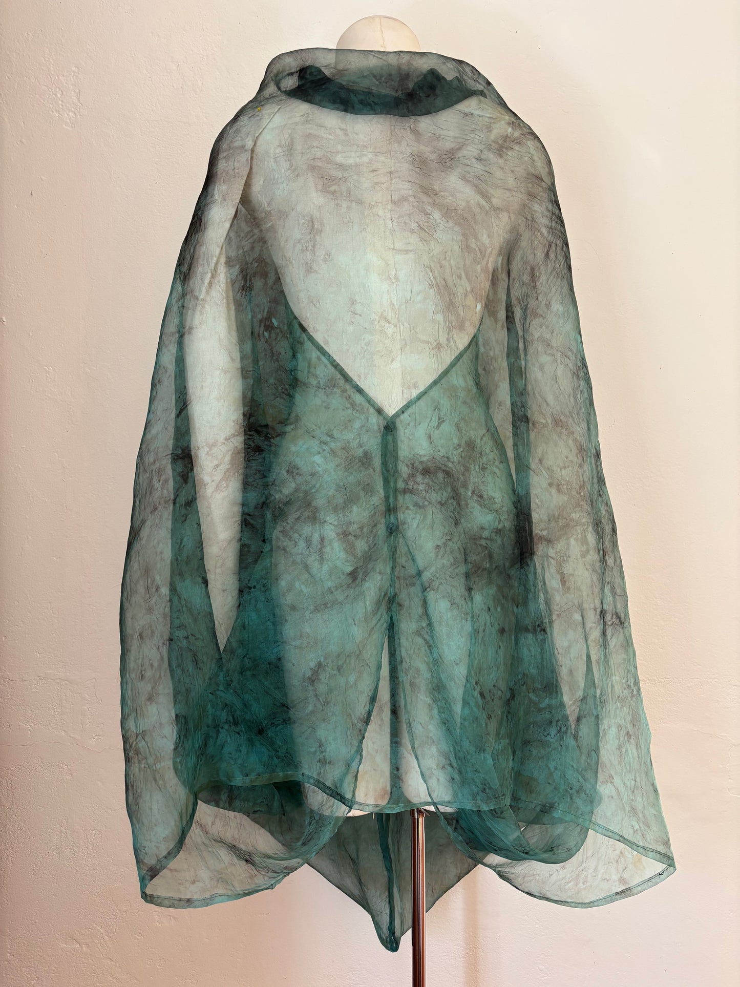 100% silk organza eco dyed draped dress.
