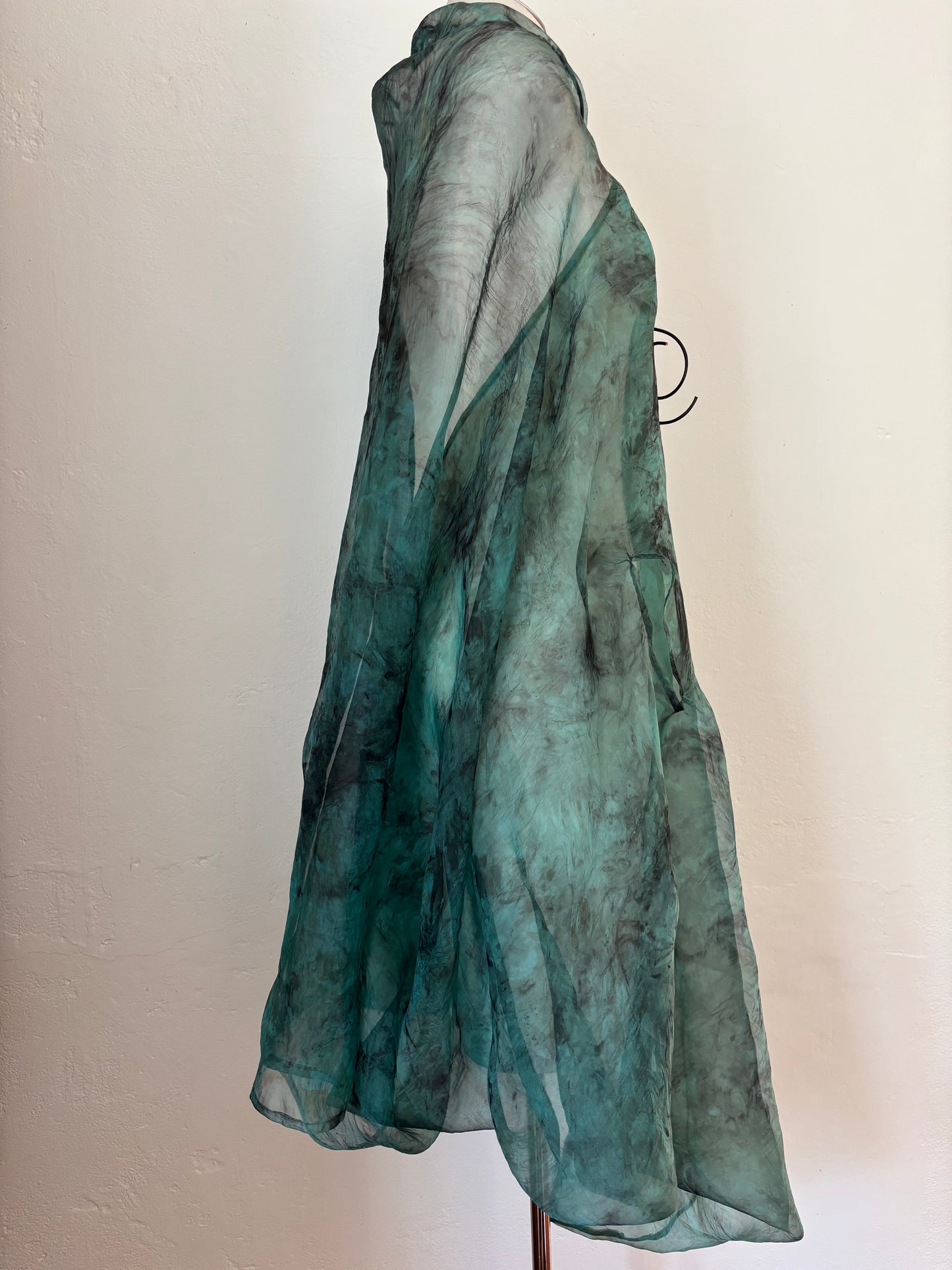 100% silk organza eco dyed draped dress.