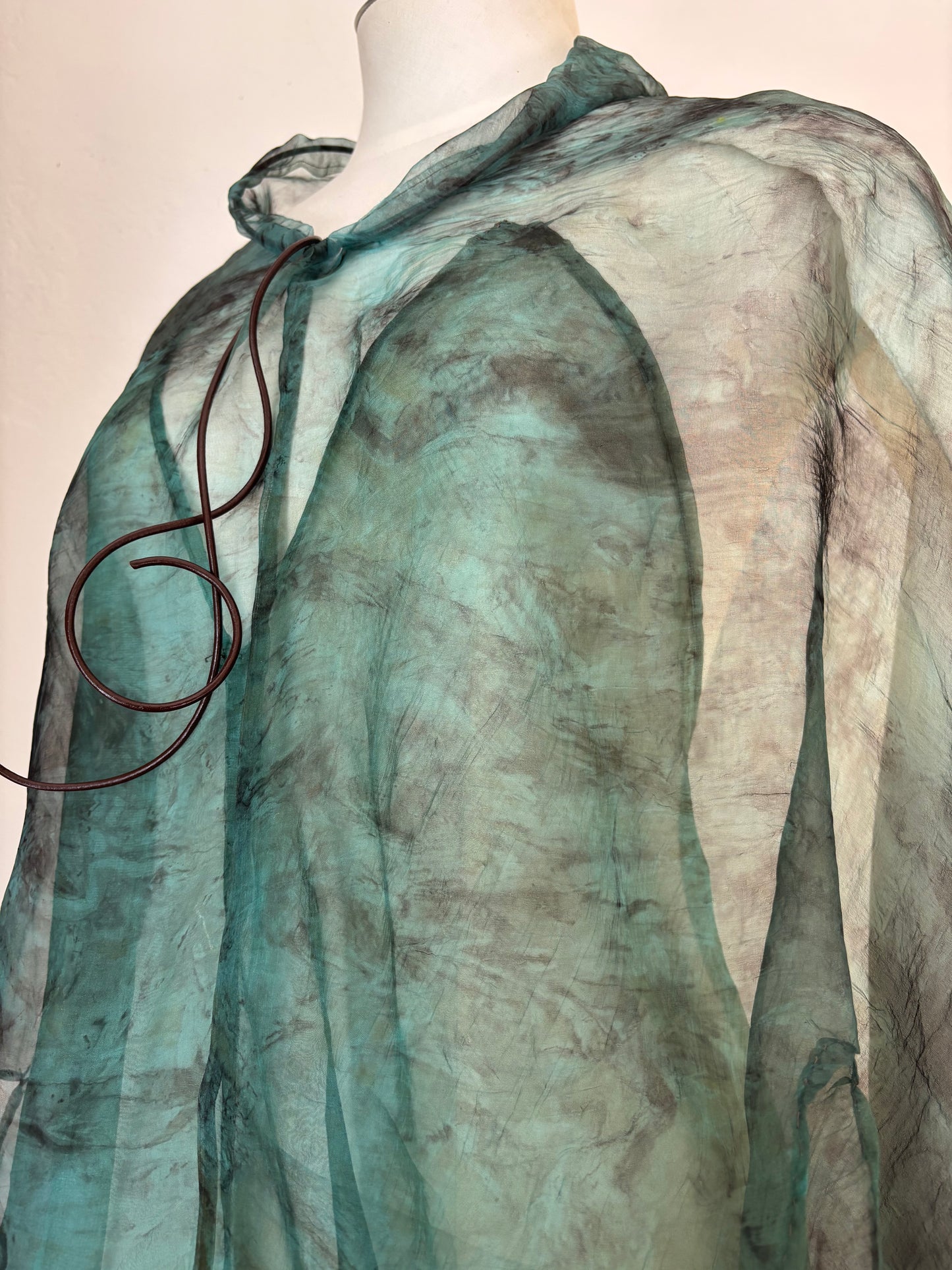 100% silk organza eco dyed draped dress.