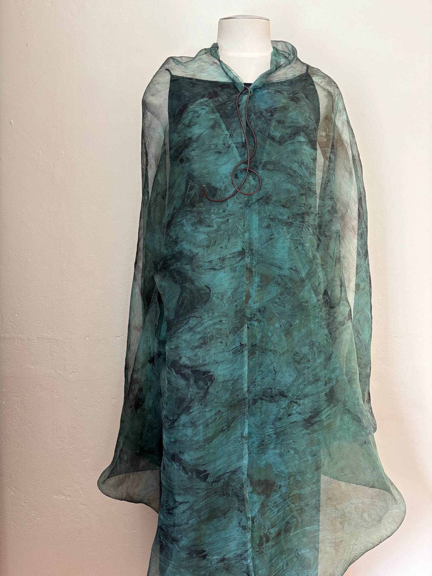 100% silk organza eco dyed draped dress.