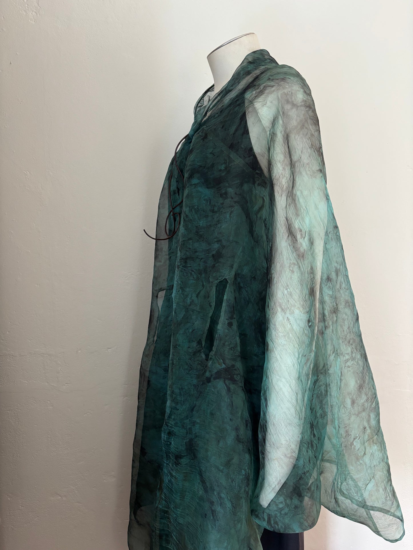 100% silk organza eco dyed draped dress.