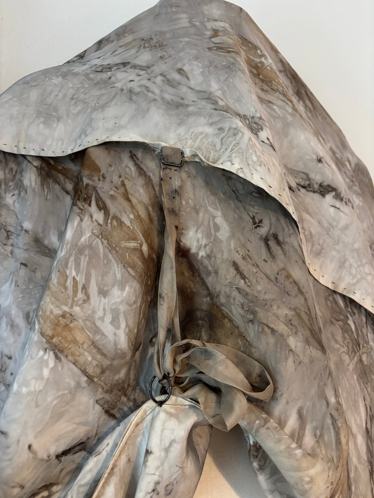 100% silk draped dress. Eco dyed with locally foraged barks and leaves Tamaki Makaurau