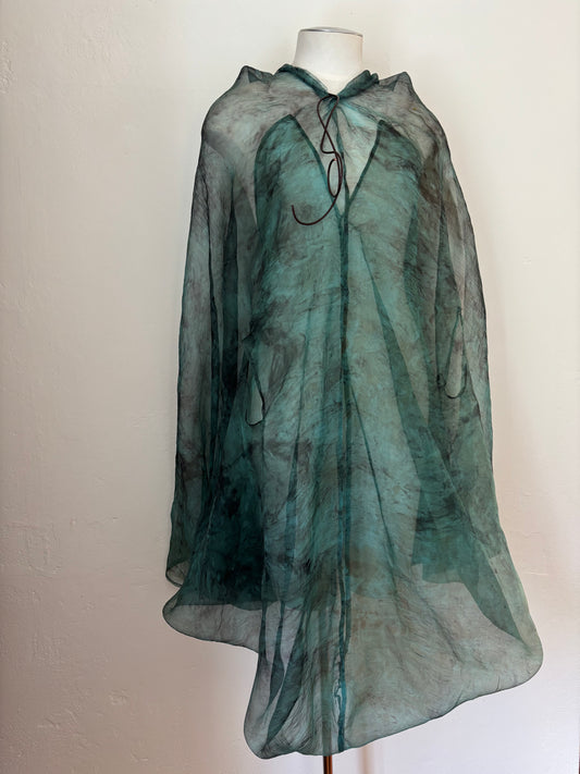 100% silk organza eco dyed draped dress.